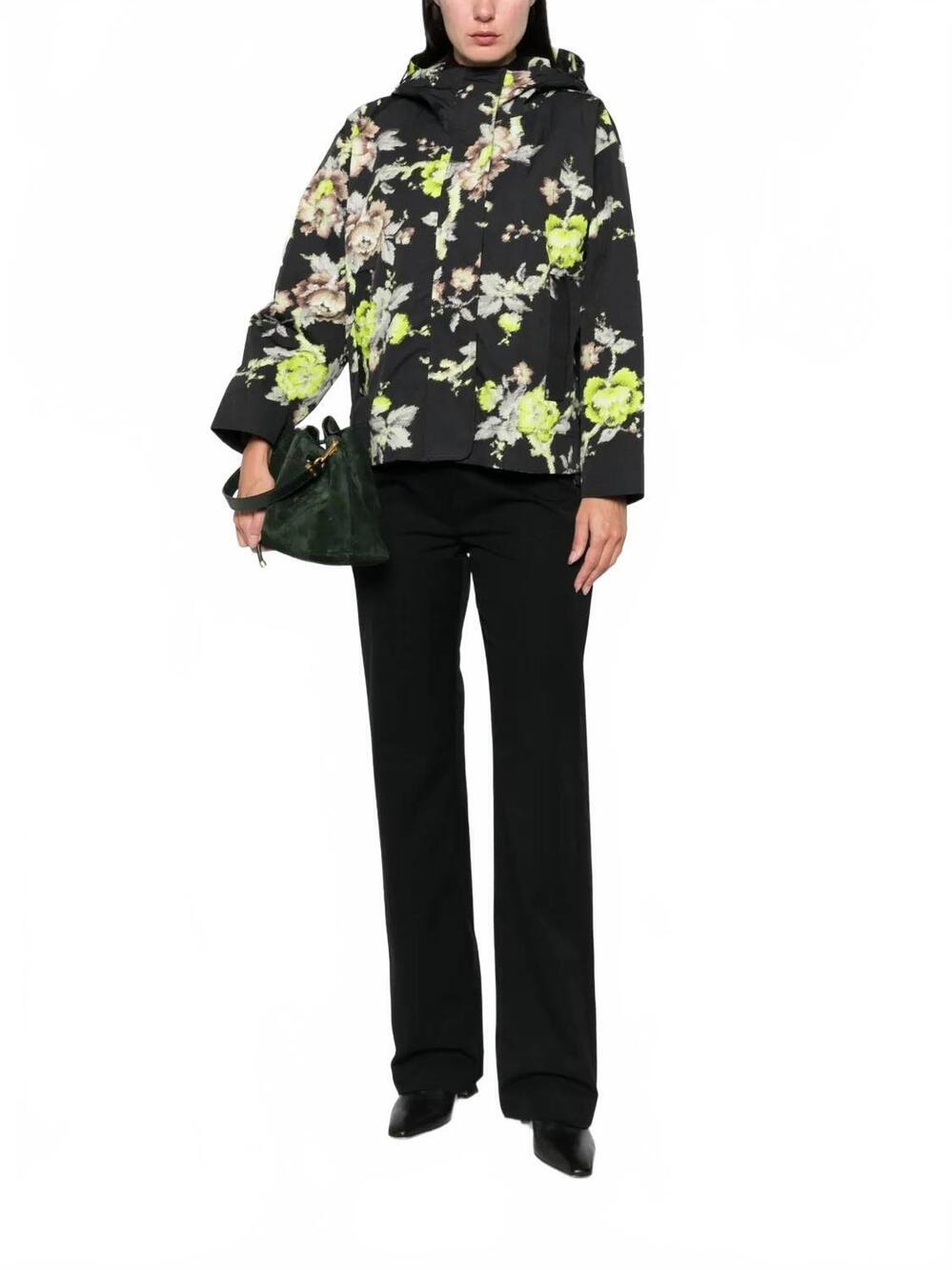 NEW PSOPHIA side pocket hooded jacket in black floral print